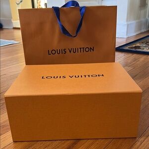 Louis Vuitton Orange Gift Box with Blue Handle Bag